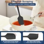 4 Pcs Silicone Spatula Set, 11.4 In, 600°F Heat Resistant Rubber Spatulas for Baking, Cooking & Mixing, Flexible and Non-Stick Kitchen Utensils, Seamless & Dishwasher Safe (Black) - Image 5