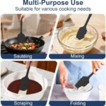 4 Pcs Silicone Spatula Set, 11.4 In, 600°F Heat Resistant Rubber Spatulas for Baking, Cooking & Mixing, Flexible and Non-Stick Kitchen Utensils, Seamless & Dishwasher Safe (Black) - Image 7