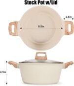 4.5 QT Nonstick Stock Pot with Lid, Ceramic Cookwear Soup Pot, Large Casserole with Lid, Easy to Clean Non Stick Cooking Pot Cookware PFOA Free, White - Image 3