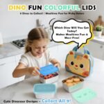 3-Pack Stainless Steel Snack Containers for Kids & Toddlers - 550ml (18oz) Leakproof Colorful Lids with Cute Dinosaurs | LFGB Certified, Stackable Metal Lunch Box for Daycare, School, Travel - Image 3