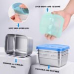 3-Pack Stainless Steel Snack Containers for Kids & Toddlers - 550ml (18oz) Leakproof Colorful Lids with Cute Dinosaurs | LFGB Certified, Stackable Metal Lunch Box for Daycare, School, Travel - Image 4