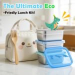 3-Pack Stainless Steel Snack Containers for Kids & Toddlers - 550ml (18oz) Leakproof Colorful Lids with Cute Dinosaurs | LFGB Certified, Stackable Metal Lunch Box for Daycare, School, Travel - Image 6