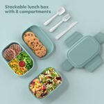 Adult Lunch Box,3 Stackable Bento Lunch Containers for Adults, Modern Minimalist Design Bento Box with Utensil Set, Leak-Proof Lunchbox for Dining Out, Work, Picnic - Image 3