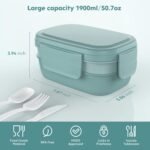 Adult Lunch Box,3 Stackable Bento Lunch Containers for Adults, Modern Minimalist Design Bento Box with Utensil Set, Leak-Proof Lunchbox for Dining Out, Work, Picnic - Image 4