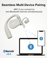Cleer ARC 3 Open Ear Headphones - Dolby Audio, Snapdragon Sound True Wireless Earbuds, 50Hr Battery, Bluetooth 5.4, IPX 7, Multi-Point, Smart Controls, Light Grey - Image 6