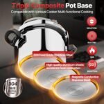 Pressure Cooker Stainless Steel,One-Hand Locking/Rotating Lock,Compatible with Gas & Induction, Fast Cooking for Large Meals,Dishwasher Safe,Olla de Presion (5 Quarts) - Image 4