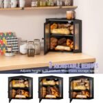 Corner Bread box for Kitchen Countertop,Farmhouse Acrylic Wavy Door Panel Food Storage Large White Bread box Container - Image 5