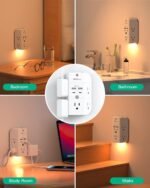 Surge Protector Outlet Extender - with Night Light, 5-Outlet Splitter and 4 USB Ports (2 USB C Charger), Multi Plug Outlet for Home, Dorm Room Essentials - Image 5