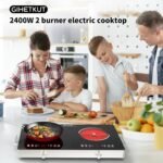 Electric Cooktop,110V 2400W Stove top, Countertop Cooktop with 9 Power Levels, LED Display,Child Safety Lock, Timer,Knob and Touch Control 2 burner Electric cooktop - Image 3
