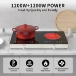 Electric Cooktop,110V 2400W Stove top, Countertop Cooktop with 9 Power Levels, LED Display,Child Safety Lock, Timer,Knob and Touch Control 2 burner Electric cooktop - Image 7