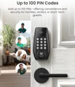 DESLOC C100 Keyless Entry Door Lock with Keypad, Smart Deadbolt Lock for Front Door with 2 Keys, Auto Lock, Easy Installation, 100 PIN Codes, IP54 Waterproof, BHMA Grade 3, Black - Image 3