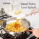 CAROTE 10" Tri-Ply Stainless Steel Frying Pan, Non-Toxic Fry Pan Egg Pan Omelet Pans, Oven Safe, Induction, Ceramic and Gas Cooktops Compatible, Silver - Image 5