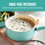 GreenLife 2.5QT Nonstick Saucepan with Glass Lid, Soft Grip, PFAS-Free Ceramic, Multipurpose Chef Pan, Milk & Sauce Cooking Pot, Dishwasher & Oven Safe to 350˚F, Stay-Cool Handle, Turquoise - Image 5