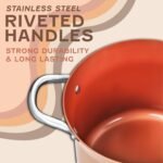 CONCORD 7 QT Copper Non Stick Stock Pot Casserole Coppe-Ramic Series Cookware (Induction Compatible) - Image 5