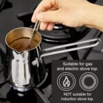 Crystalia Turkish Coffee Pot 18/10 Stainless Steel, Stove Top Tea Maker, Milk Warmer, Greek Arabic Coffee Cezve Briki, 23 2/3 oz (700 ml) (Silver, Large) - Image 3