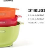 Farberware - 5216128 Farberware Professional Plastic Mixing Bowls, Set of 3, Orange/Red/LightGreen - Image 4