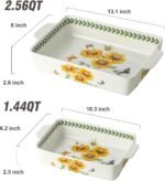 Ceramic Sunflower Baking Casserole Dish with Handles,Large 2 pieces 8x13 inch & 6x10 inch Lasagna Baking Dish and Middle Flower Andplant Baking Pan,Porcelain Serving Bakeware Set - Image 3