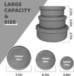 Silicone Food Storage Containers Bowl, Set of 3 Reusable Silicone Bento Lunch Box Containers with Lids (17oz, 25oz, 42oz) Dishwasher, Microwave and Freezer Safe Charcoal Gray - Image 4