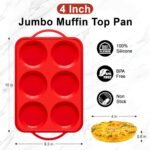 2 Pack 4 Inch Jumbo Muffin Top Pans with Metal Frames, Silicone Egg Molds for Breakfast Sandwiches, Egg Bite Baking Trays, BPA Free & Non-Stick - Image 3