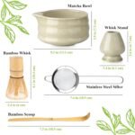 Matcha Whisk Set- Matcha Set includes Matcha Whisk and Bowl (Bowl with Spout), Sifter, Holder and Scoop- The Perfect Bamboo Whisk for Matcha Tea (Molted Green) - Image 6