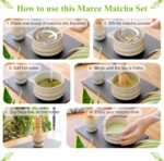 Matcha Whisk Set- Matcha Set includes Matcha Whisk and Bowl (Bowl with Spout), Sifter, Holder and Scoop- The Perfect Bamboo Whisk for Matcha Tea (Molted Green) - Image 7