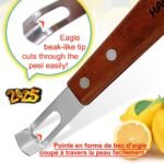 Citrus Lemon Zester & Channel Knife Tool for Kitchen Bar, Stainless Steel Blade, Ergonomic Design, Wooden Handle & Rubber & Plastic Handle Set Tool - Image 7