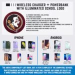 Florida State University Wireless Charger with Illuminated Seminoles Logo & Built-in Power Bank for Wired and Wireless Charging. 100% Portable Wireless Phone Charger - Image 6