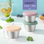 [8 Pack] Salad Dressing Container To Go, 2.4oz Small Condiment Containers with Leakproof Silicone Lids, Reusable Stainless Steel Sauce Cups for Lunch Bento Box, Picnic and Travel - Image 3