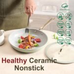 Chef Power Ceramic Cookware Sets, 10Pcs Pots and Pans Set Non Stick, Cookware Set with Stainless Steel Handle, Dishwasher & Oven Safe, Sage Green and Granite Grey - Image 4