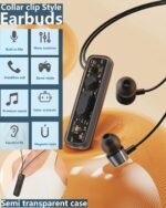 ZXQ Lapel-Clip Neckband Bluetooth Earbuds with Microphone,Magnetic Clip in-Ear Wireless Headphone Earphone for Sport,Cycling,Travel,Live Streaming,Sleep (Black) - Image 3