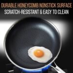 Stainless Steel Frying Pan Set, Sartenes de Acero Inoxidable 3-Piece Honeycomb Nonstick Skillets 8", 10", 12" With Lids, Spatula, Oven & Induction Compatible, Dishwasher Safe Pan Set - Image 4