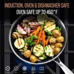 Stainless Steel Frying Pan Set, Sartenes de Acero Inoxidable 3-Piece Honeycomb Nonstick Skillets 8", 10", 12" With Lids, Spatula, Oven & Induction Compatible, Dishwasher Safe Pan Set - Image 6