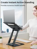 tounee Laptop Stand for Desk Adjustable Height, Telescopic Computer Stand with Pull Out Design Ergonomic Laptop Riser Fits All Laptops 10-17"-Gray - Image 5