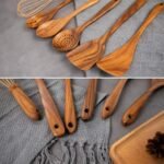 AIUHI 10 Pack Wooden Spoons for Cooking, Teak Wood Kitchen Utensils Set for Non Stick Use, Spatula Set for Stirring, Baking, Non Stick Wooden Utensils for Kitchen - Image 5