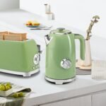 SUSTEAS Electric Kettle - 57oz Hot Tea Water Boiler with Thermometer, 1500W Fast Heating Stainless Steel Pot, Cordless LED Indicator, Auto Shut-Off & Boil Dry Protection, Retro Green - Image 3