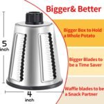 Rotary Cheese Graters with 4 Blades, Hand Crank Cheese Grater with Waffle Slicer, Red, Black and White Cheese Shredder with Suction Base, Easier for Shredding & Grating (Red, 4 Graters) - Image 3
