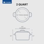 Daniks Standard 2 Quart Stainless Steel Stock Pot with Glass Lid, Try-Ply Bottom for Even Heating, Induction Compatible, Dishwasher Safe, Built-In Measuring Scale, Silver - Image 3