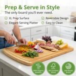 GREENER CHEF Organic Lightweight, Durable Extra Large Bamboo Cutting Board (18") - Non Toxic Wood Chopping Board with Juice Groove for Kitchen, Meat, Vegetables, and Food Prep - Image 5
