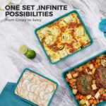 HONGBAKE Deep Baking Pans Set Nonstick, 3 Pack Large Rectangular Sheet Cake Pans,13/11/9Inch Oven Metal Baking Sheet Set, Stackable Non Toxic Bakeware for Baking Lasagana, Blue - Image 4