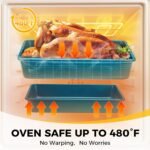 HONGBAKE Deep Baking Pans Set Nonstick, 3 Pack Large Rectangular Sheet Cake Pans,13/11/9Inch Oven Metal Baking Sheet Set, Stackable Non Toxic Bakeware for Baking Lasagana, Blue - Image 6