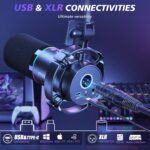 MAONO XLR/USB Dynamic Microphone Kit, RGB Podcast Mic with Software, Mute, Gain Knob, Volume Control, Boom Arm for Streaming, Gaming, Voice-Over, Recording-PD200XS Black - Image 3
