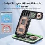 WAITIEE Wireless Charger 3 in 1, 15W Fast Charging Station for Apple Watch 10/9/8/Ultra 2/Ultra/SE/7/6/5/4/3/2, for AirPods 4/3/2/Pro for iPhone 16/15/14/13 /Plus/Pro/Pro Max/12/11(Black) - Image 3