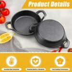 4Pack Mini Cast Iron Skillets, 6.3 x 6.3 x 1.5 Inch Frying Pan, Black Small Skillet, Cast Iron Pan with Handle, Mini Casserole Dish Skillets for Kitchen Baking Cooking Indoor Outdoor - Image 5