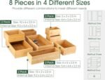 Kootek 8 Pcs Bamboo Drawer Organizer Utensil Tray Kitchen Storage Box 4-Size Versatile Dividers Cutlery Holders Bins Containers for Flatware Kitchen Utensils - Image 3