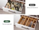 Kootek 8 Pcs Bamboo Drawer Organizer Utensil Tray Kitchen Storage Box 4-Size Versatile Dividers Cutlery Holders Bins Containers for Flatware Kitchen Utensils - Image 4