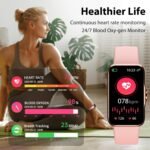 Fitness Tracker with 24/7 Continuous Heart Rate, Blood Oxygen Monitor, Smart Watch with Sleep Monitor, IP68 Waterproof Activity Tracker Step Counter for Women Men (Pink) - Image 4