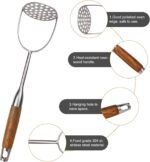 304 Stainless Steel Kitchen Utensils Set with Wooden Handle,12 Pcs Long Heat Resistant Metal Cooking Utensils Set,Spatula, Ladle, Skimmer, Spaghetti Spoon,Tongs,Potato Masher - Image 5