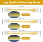 Silicone Dual-Ended Spatula Spoon Set of 3 – Long Handle Jar Scraper & Measuring Spoon with Scale (1 Tbsp, 1 Tsp, 1/2 Tsp) – for Jam, Baking, Cooking, Peanut Butter (yellow) - Image 4