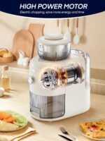 FOHERE 6 IN 1 Cheese Grater Electric Vegetable Chopper with 1.8L Food Container, 3.6" Large Inlet Chute Cheese Grater for Block Cheese, Onion, Vegetables, White - Image 3