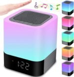 Night Lights Bluetooth Speaker, Alarm Clock Bluetooth Speakers Touch Sensor Bedside Lamp Dimmable Multi-Color Changing Bedside Lamp, MP3 Player, Wireless with Lights - Image 3